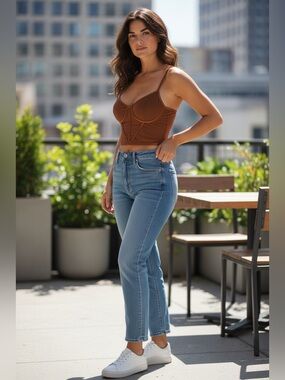 love J Rose Tan Satin-Trim Sheer Bralette